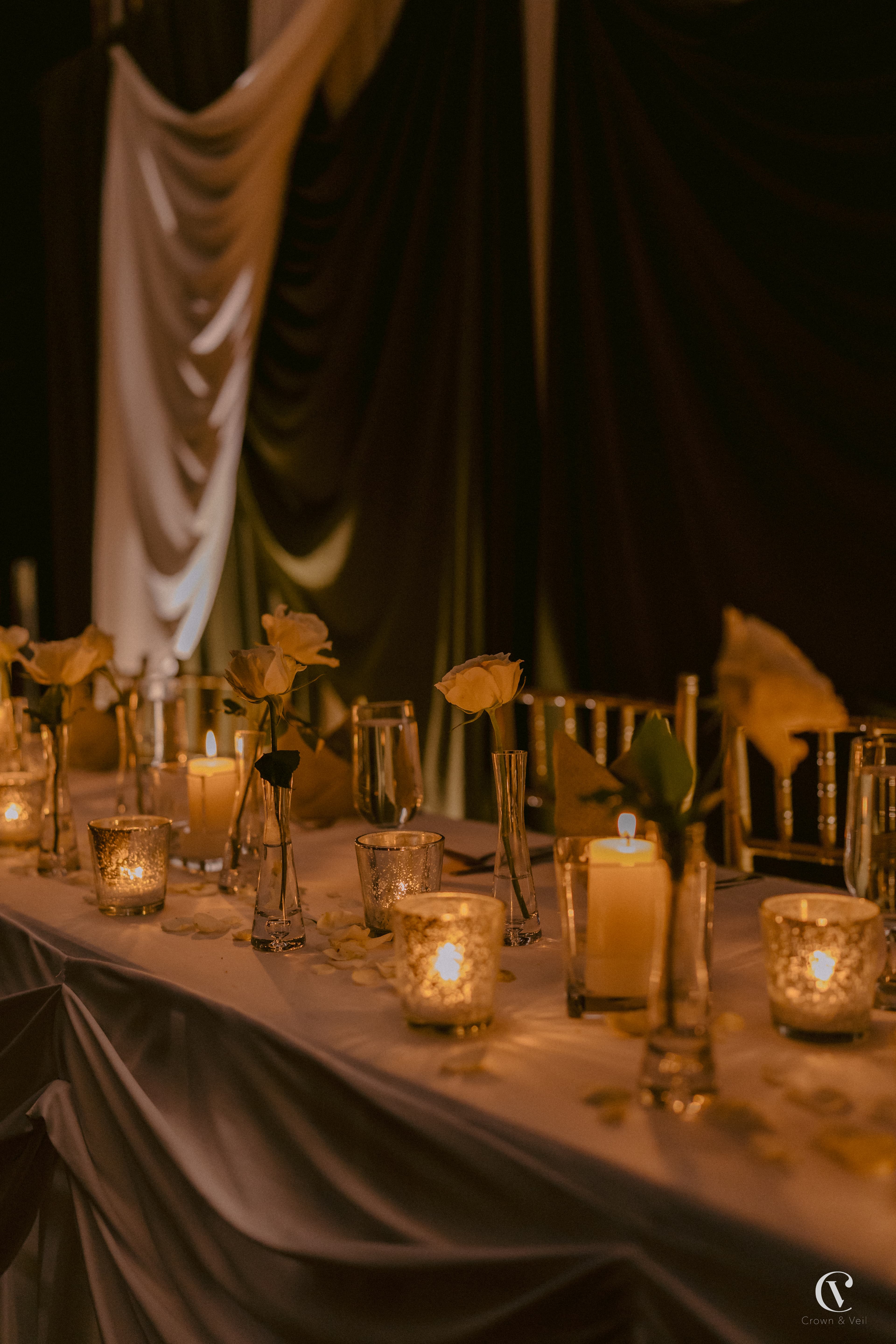 Elegant wedding table with florals and candles